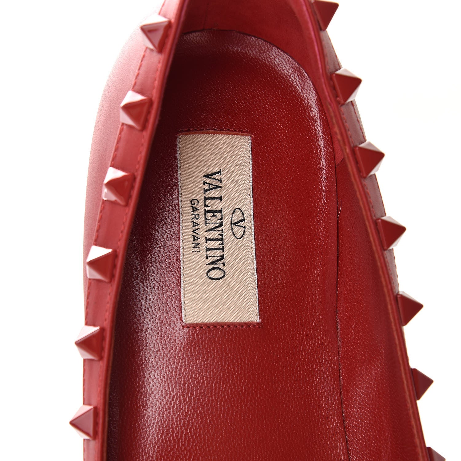 Valentino Garavani Calfskin Lacquered Monochrome Rockstud Ballerina Flats 39.5 Rosso Valentino 8 of 10