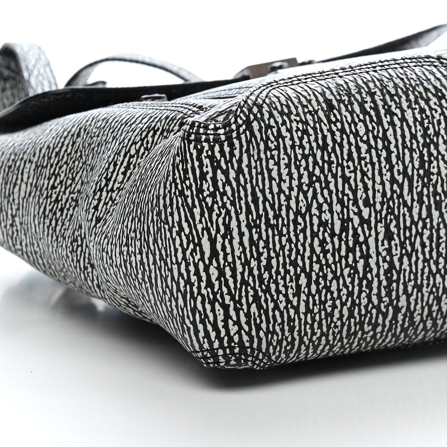 Textured Calfskin Large Pashli Satchel Black Cream