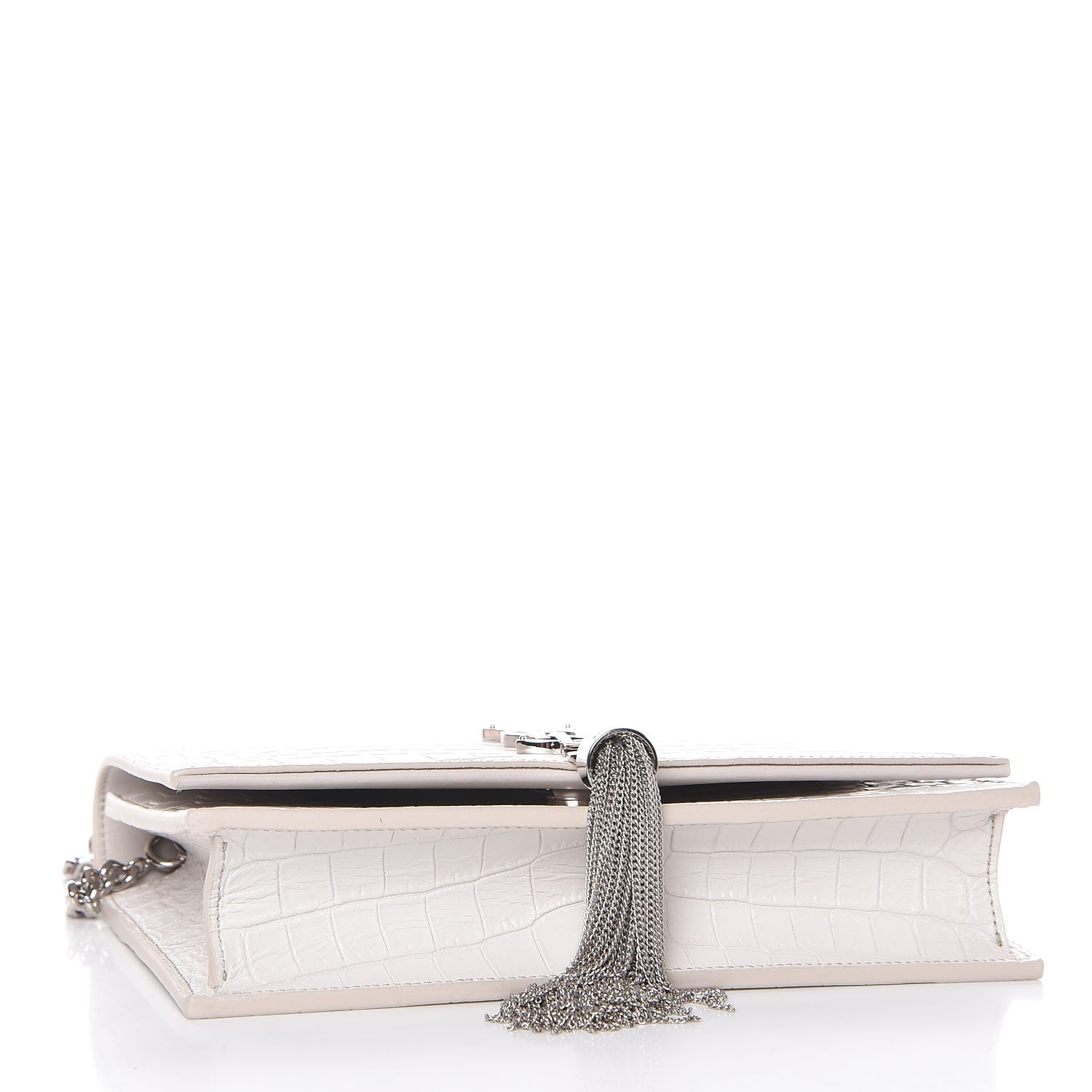 Saint Laurent Calfskin Crocodile Embossed Kate Monogram Tassel Chain Wallet Cremasoft 4 of 8
