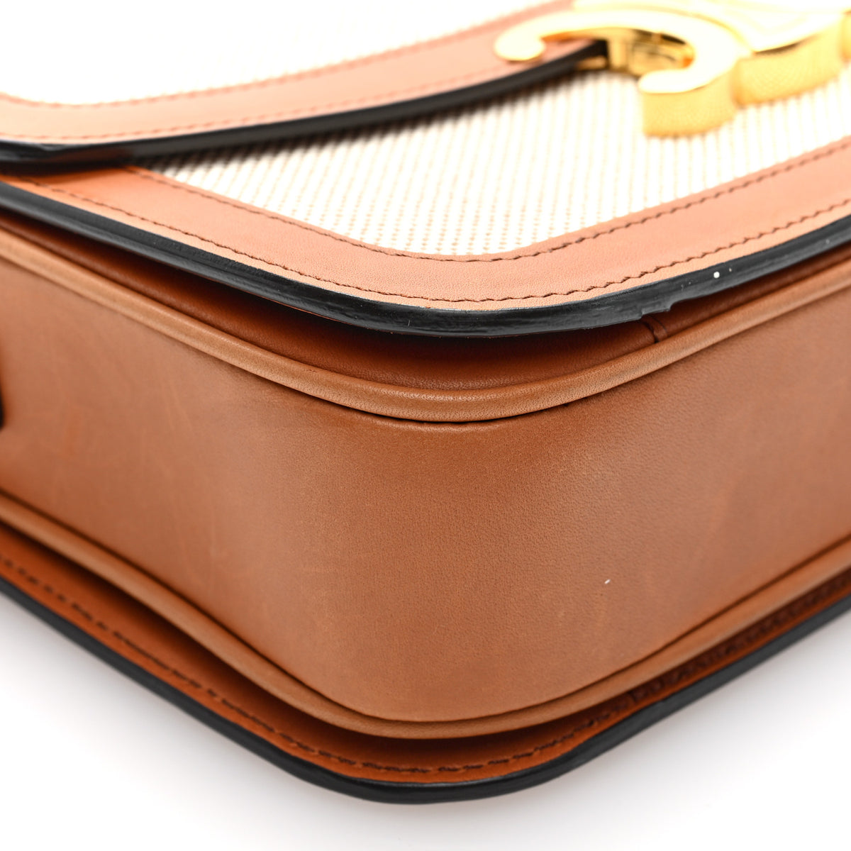 Celine Textile Natural Calfskin Teen Triomphe White Tan 8 of 9