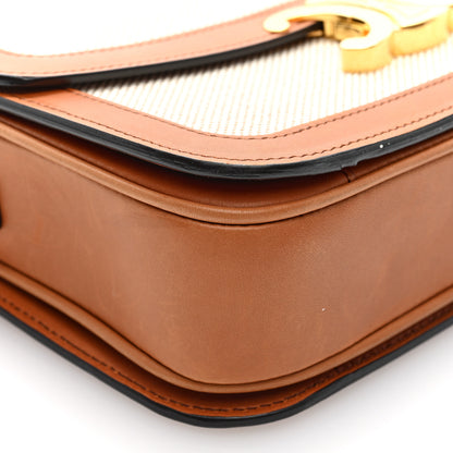 Celine Textile Natural Calfskin Teen Triomphe White Tan 8 of 9