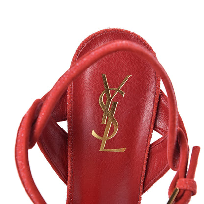 Saint Laurent Suede Quartz Tribute 75 Platform Sandals 39.5 Lipstick 7 of 9