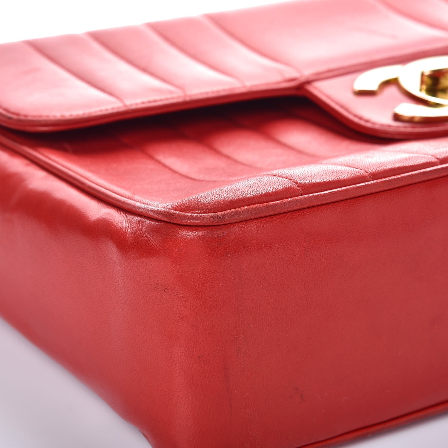 Chanel Lambskin Vertical Quilt Jumbo Single Flap Red 10 of 12