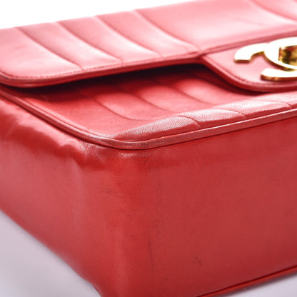 Chanel Lambskin Vertical Quilt Jumbo Single Flap Red 10 of 12
