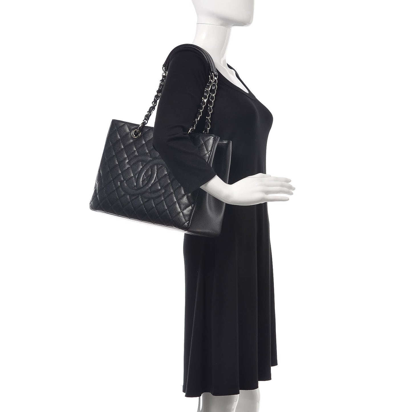 Caviar Quilted Grand Shopping Tote GST Black