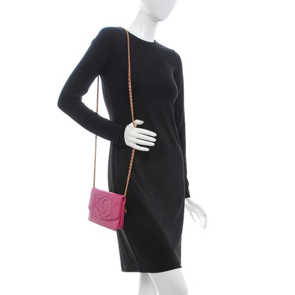 Chanel Caviar Timeless CC Wallet On Chain WOC Dark Pink 2 of 16