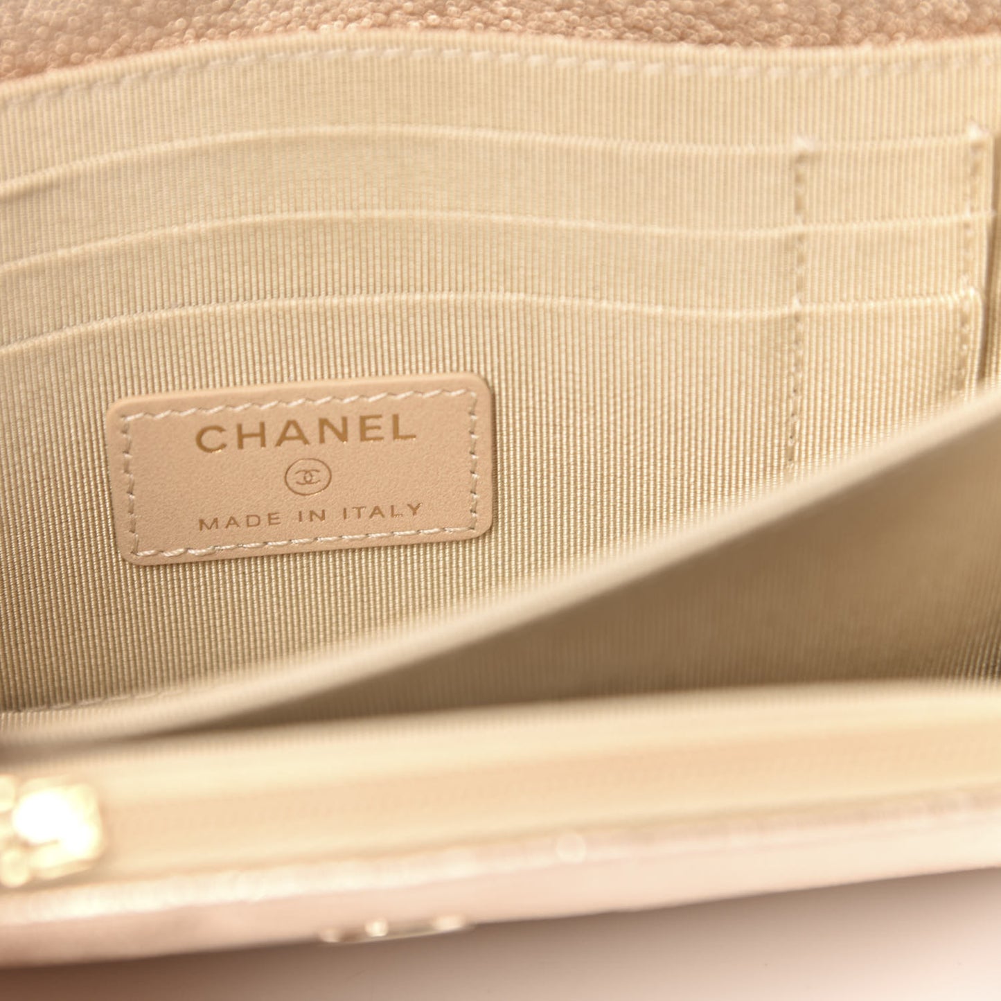 Metallic Lambskin Quilted Mini Wallet On Chain WOC Gold