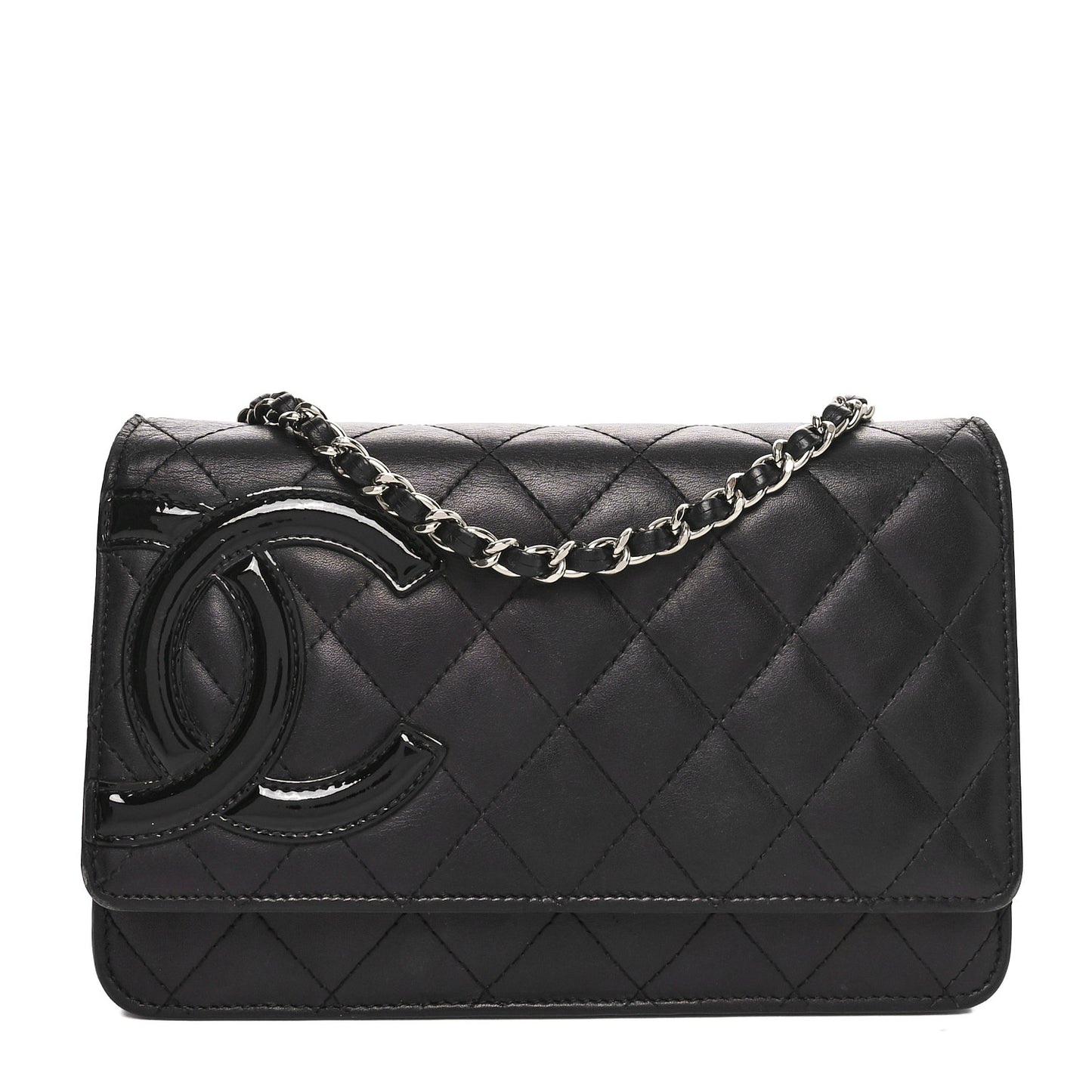 Calfskin Quilted Cambon Wallet on Chain WOC Black