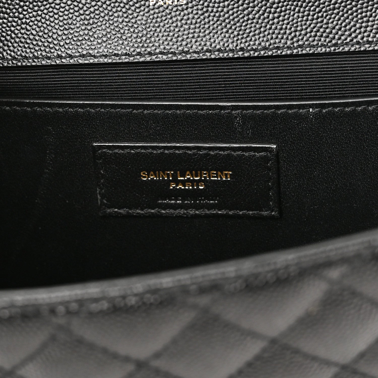 Saint Laurent Grain De Poudre Textured Mixed Matelasse Triquilt Medium Monogram Satchel Black 7 of 11