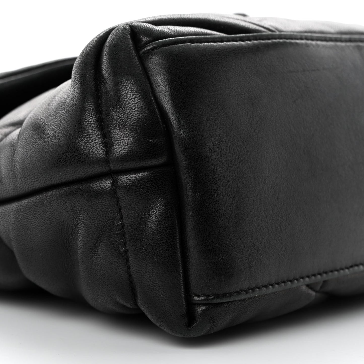 Lambskin Quilted Small Loulou Puffer Monogram Chain Satchel Black