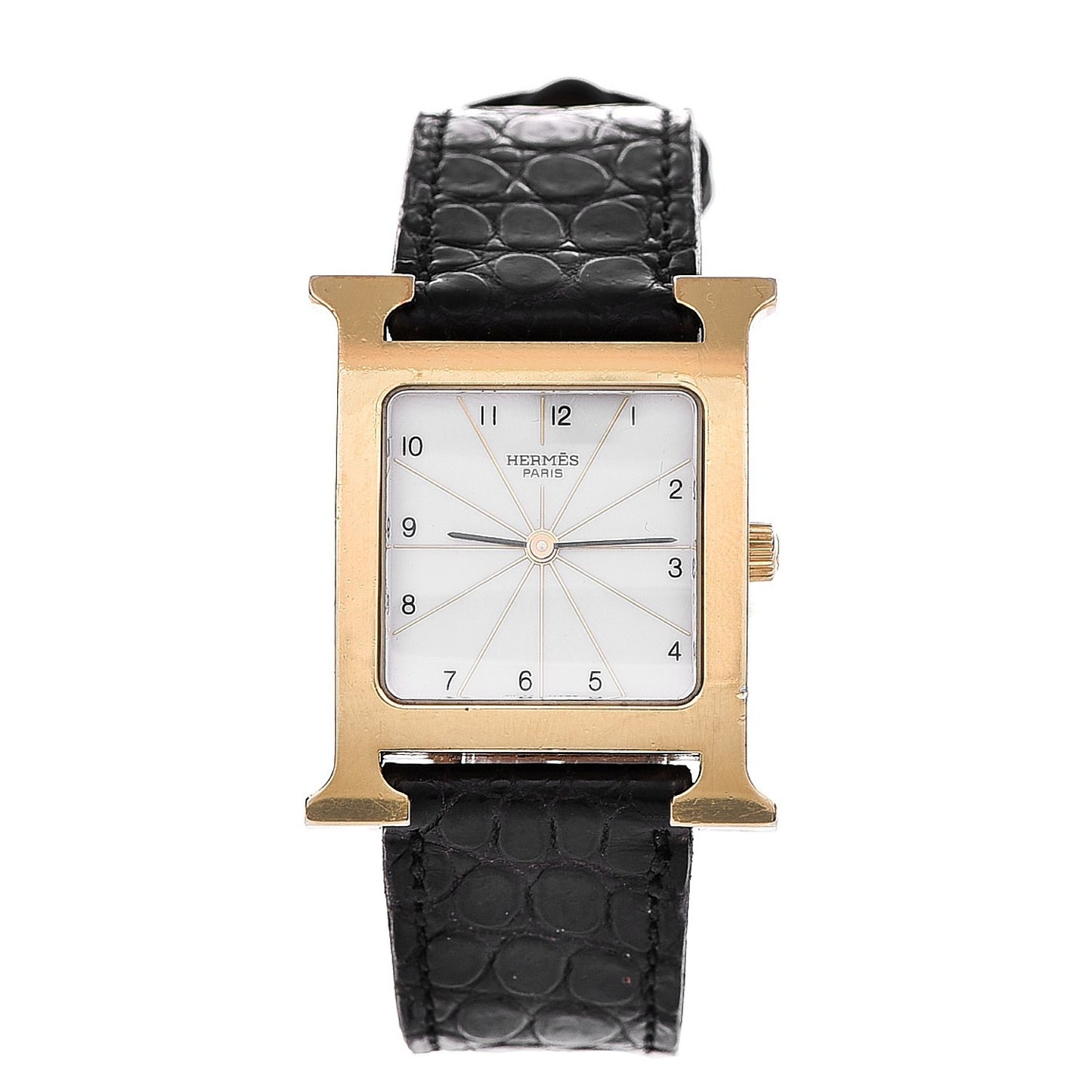 Stainless Steel Alligator 26mm Heure H Hour Quartz Watch Noir