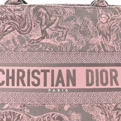 Christian Dior Canvas Embroidered Medium Dioriviera Toile De Jouy Book Tote Pink Grey 8 of 12