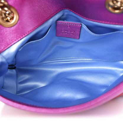 Gucci Metallic Calfskin Matelasse Mini GG Marmont Shoulder Bag Fuchsia 5 of 13