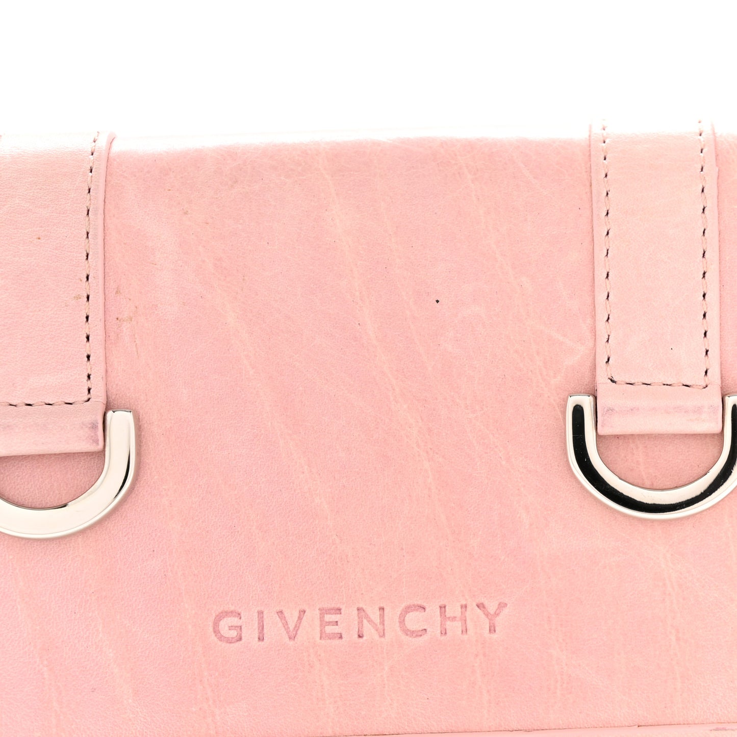 Crackled Calfskin Compact Wallet Pink