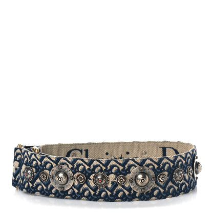 Christian Dior Oblique Studded Shoulder Strap Blue 2 of 6