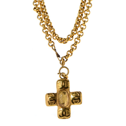 Chanel Chain CC Cross Necklace Gold 1 of 6