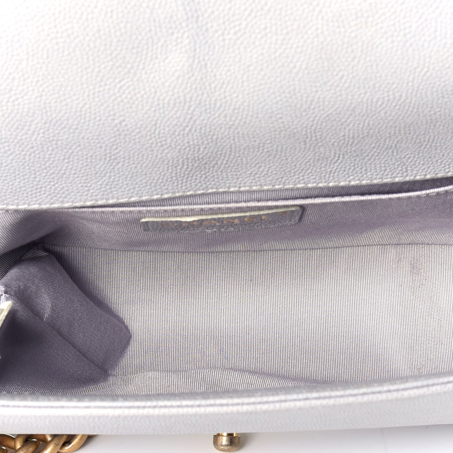 Caviar Quilted Medium Boy Flap Grey