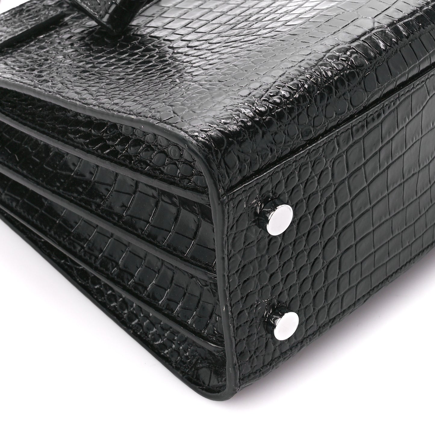 Calfskin Crocodile Embossed Baby Sac De Jour Black