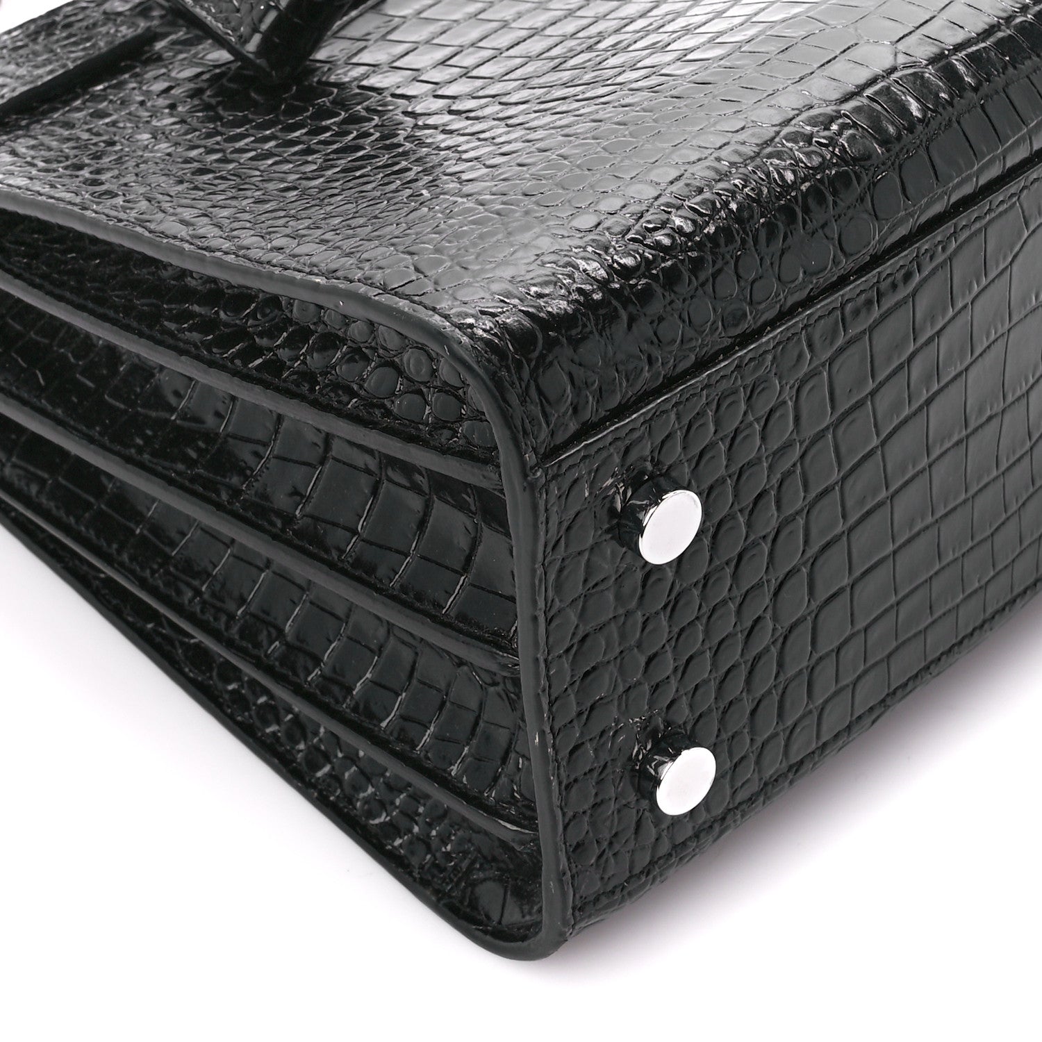 Saint Laurent Calfskin Crocodile Embossed Baby Sac De Jour Black 10 of 12