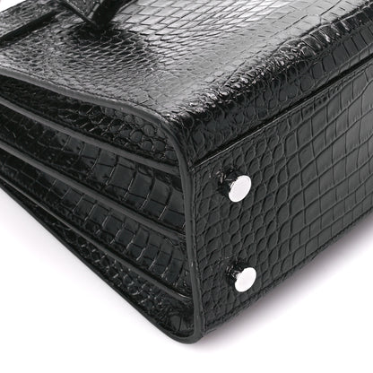 Saint Laurent Calfskin Crocodile Embossed Baby Sac De Jour Black 10 of 12
