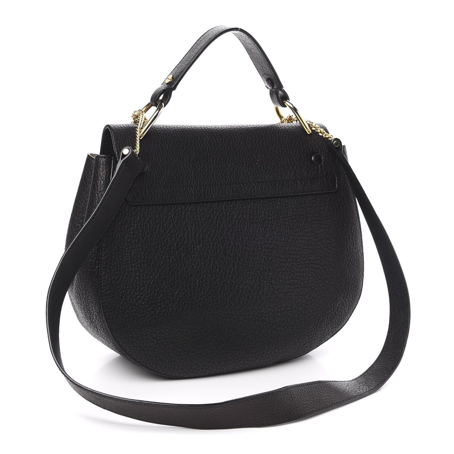 Grained Lambskin Large Drew Shoulder Bag Black