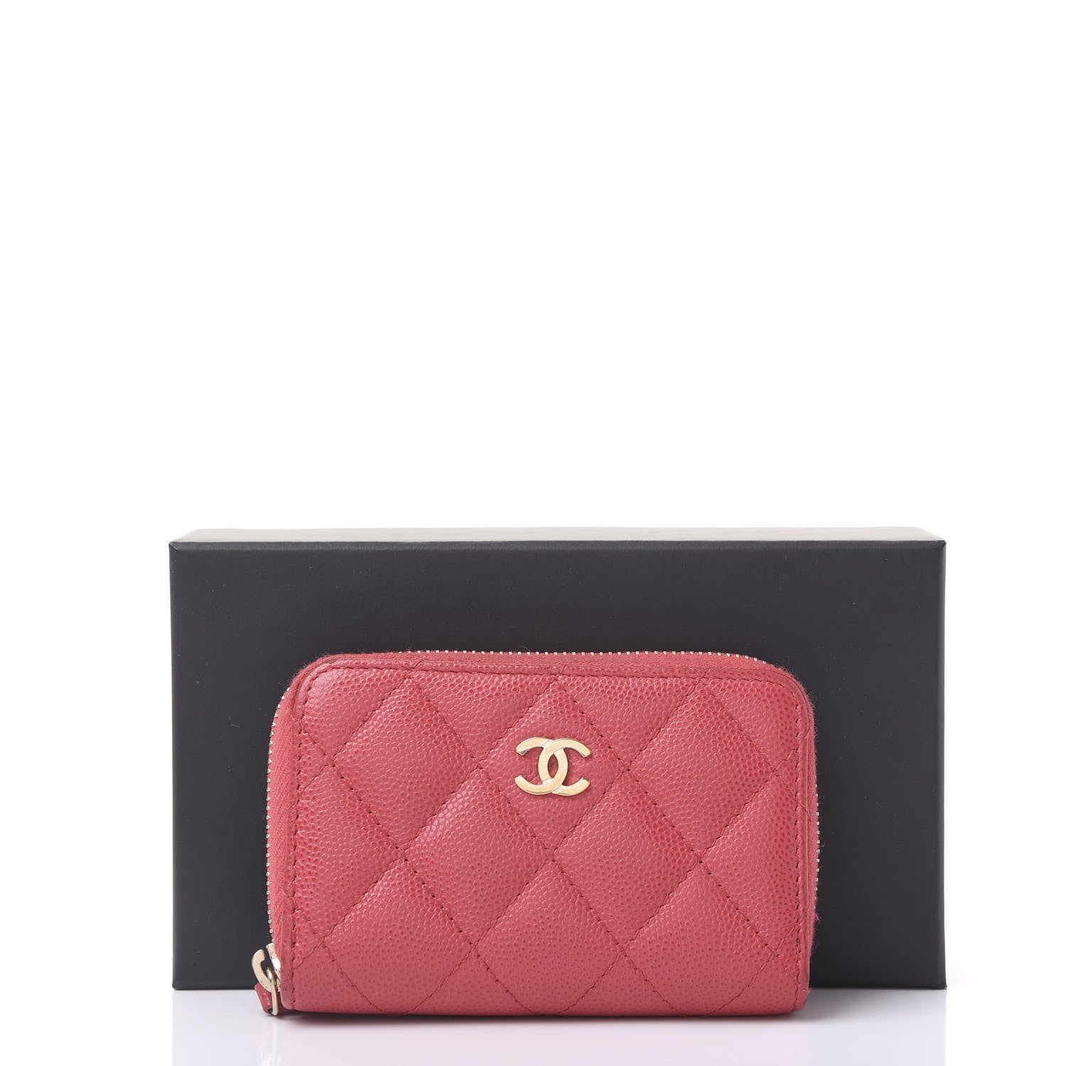 Chanel Caviar Quilted Zip Coin Purse Pink 12 of 12