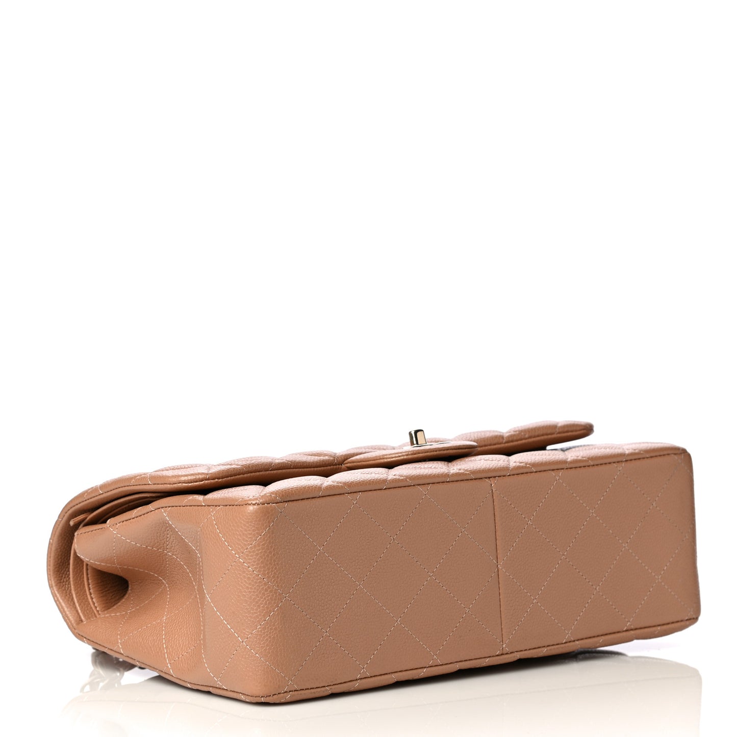 Caviar Quilted Jumbo Double Flap Beige