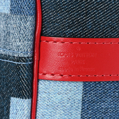 Louis Vuitton Denim Damier Monogram Patchwork Speedy Bandouliere 30 Blue Rouge 7 of 11