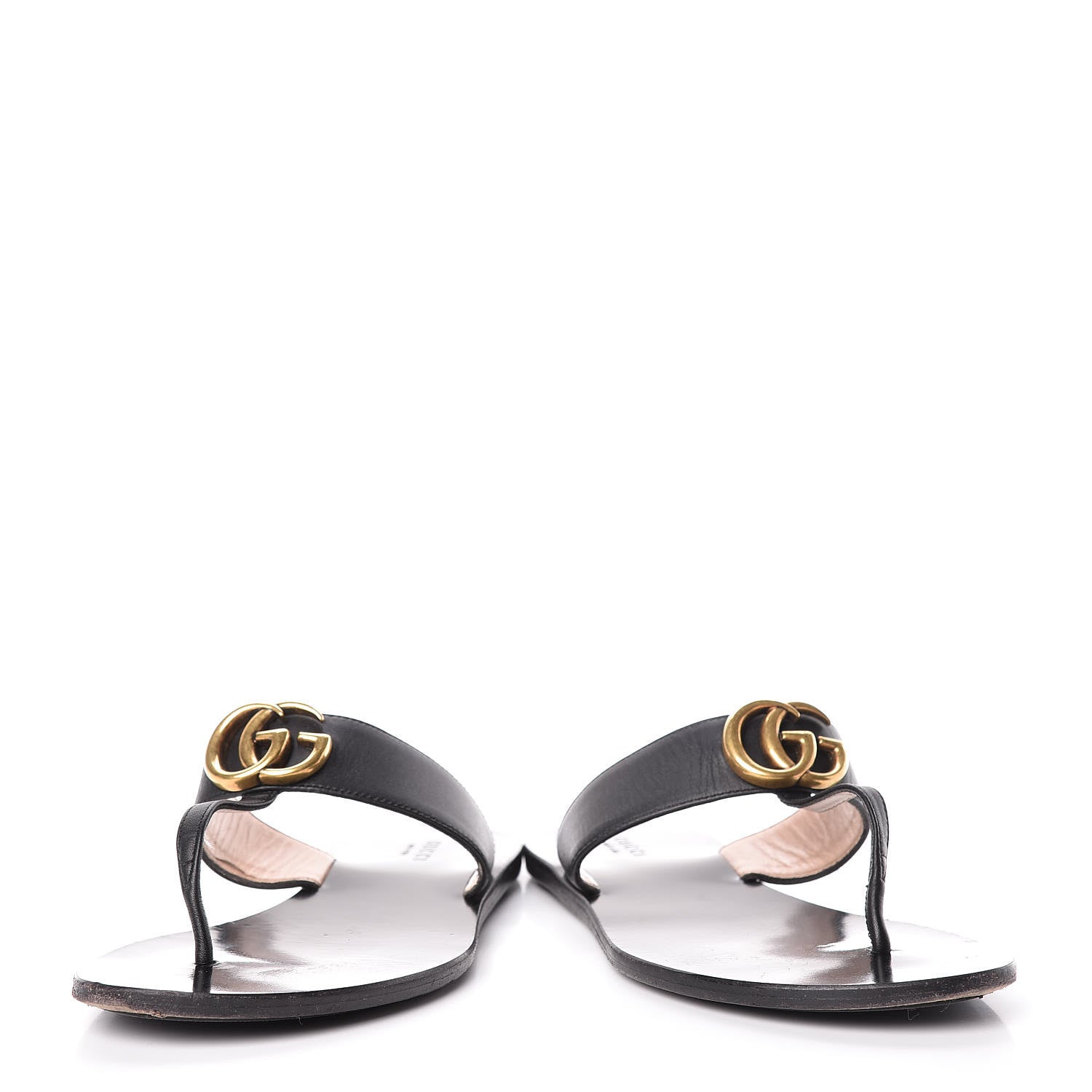 Gucci Calfskin GG Marmont Thong Sandals 36.5 Black 6 of 17
