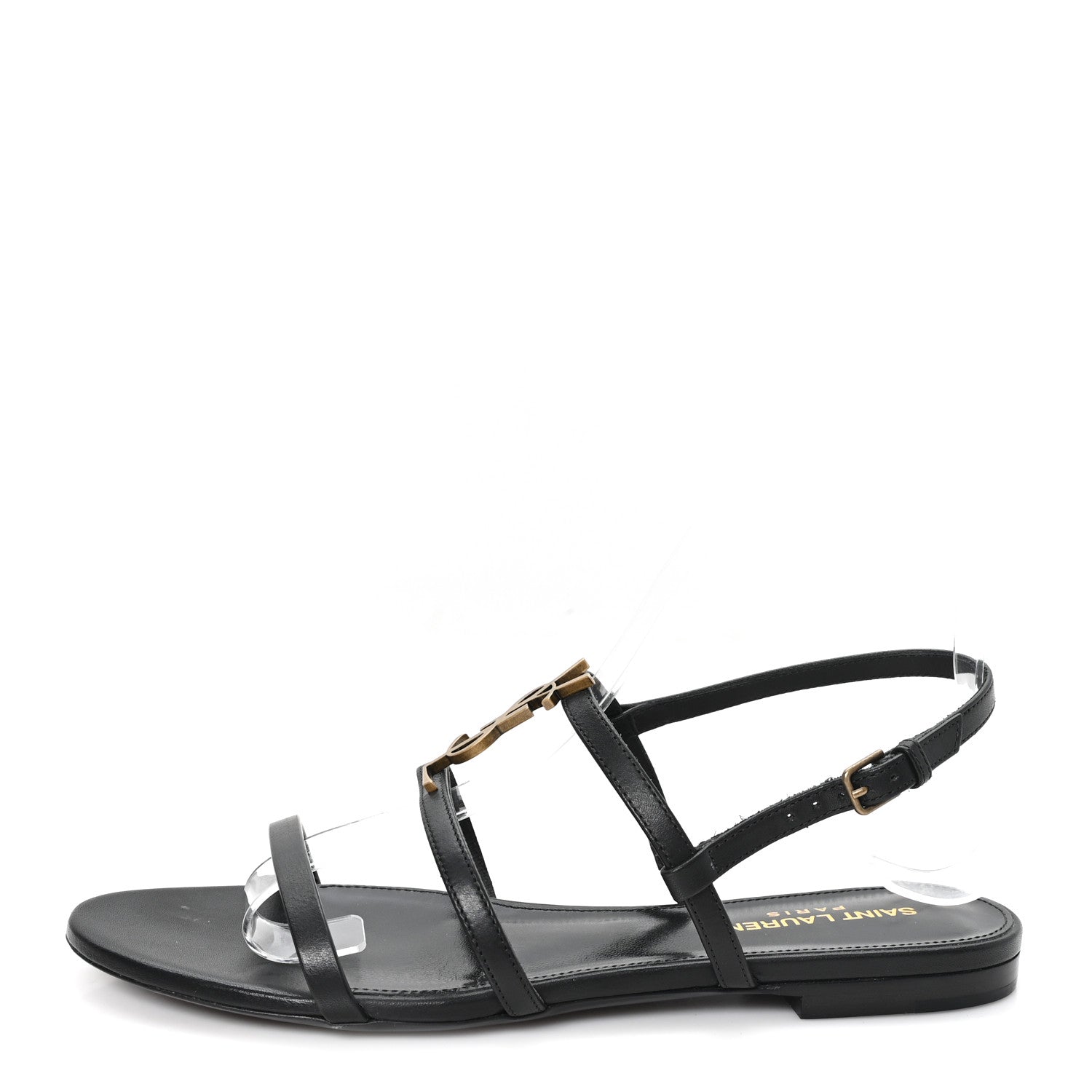 Saint Laurent Calfskin Cassandra Monogram Sandals 37 Black 1 of 10