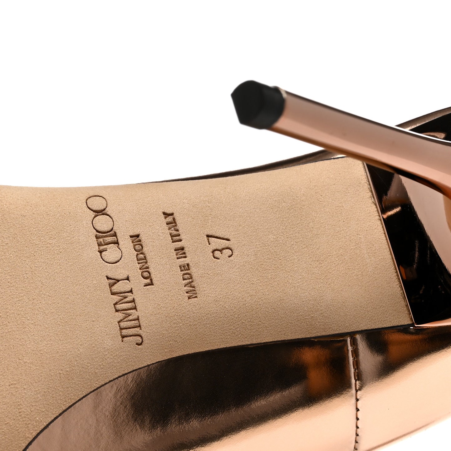 Metallic Mirror Calfskin Pointy Toe Abel Pumps 37 Blush