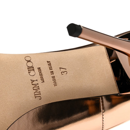 Jimmy Choo Metallic Mirror Calfskin Pointy Toe Abel Pumps 37 Blush 7 of 9