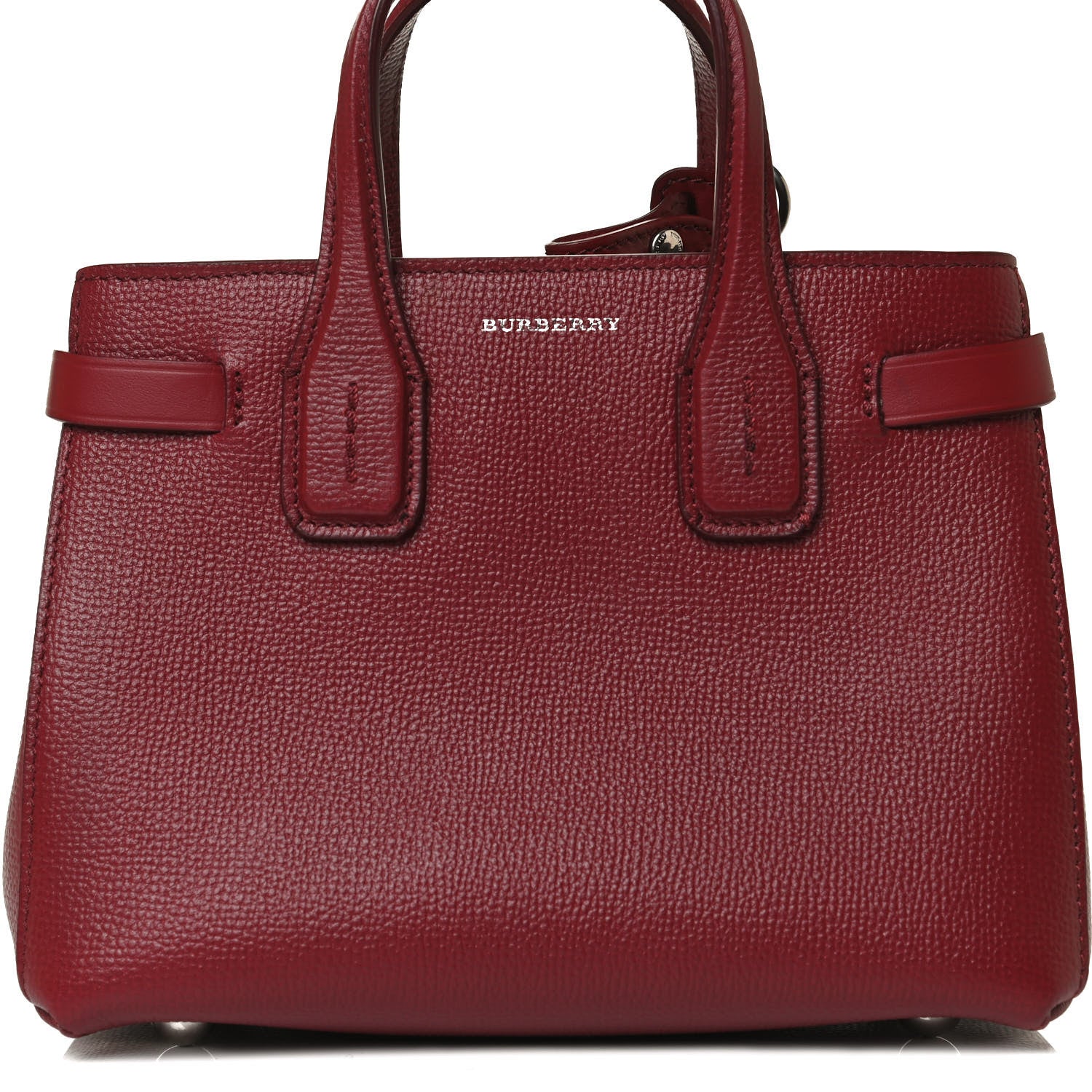 Burberry Grainy Calfskin House Check Baby Banner Tote Crimson 7 of 11