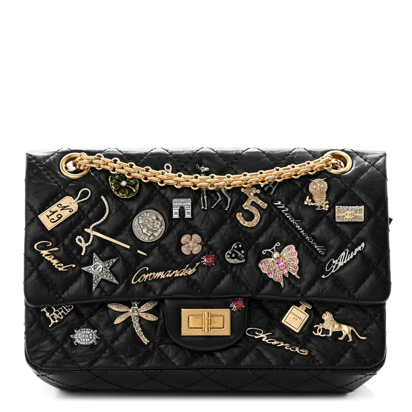 Aged Calfskin Lucky Charms 2.55 Reissue 225 Flap Black