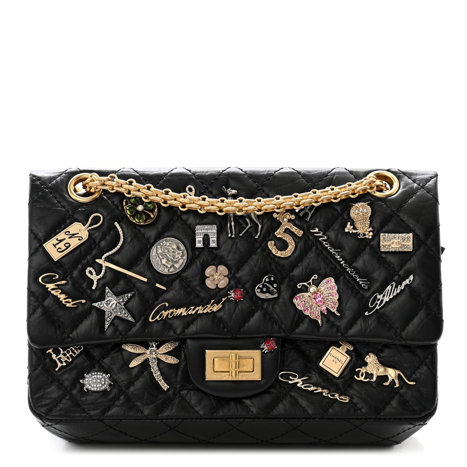 Chanel Aged Calfskin Lucky Charms 2.55 Reissue 225 Flap Black 1 of 12