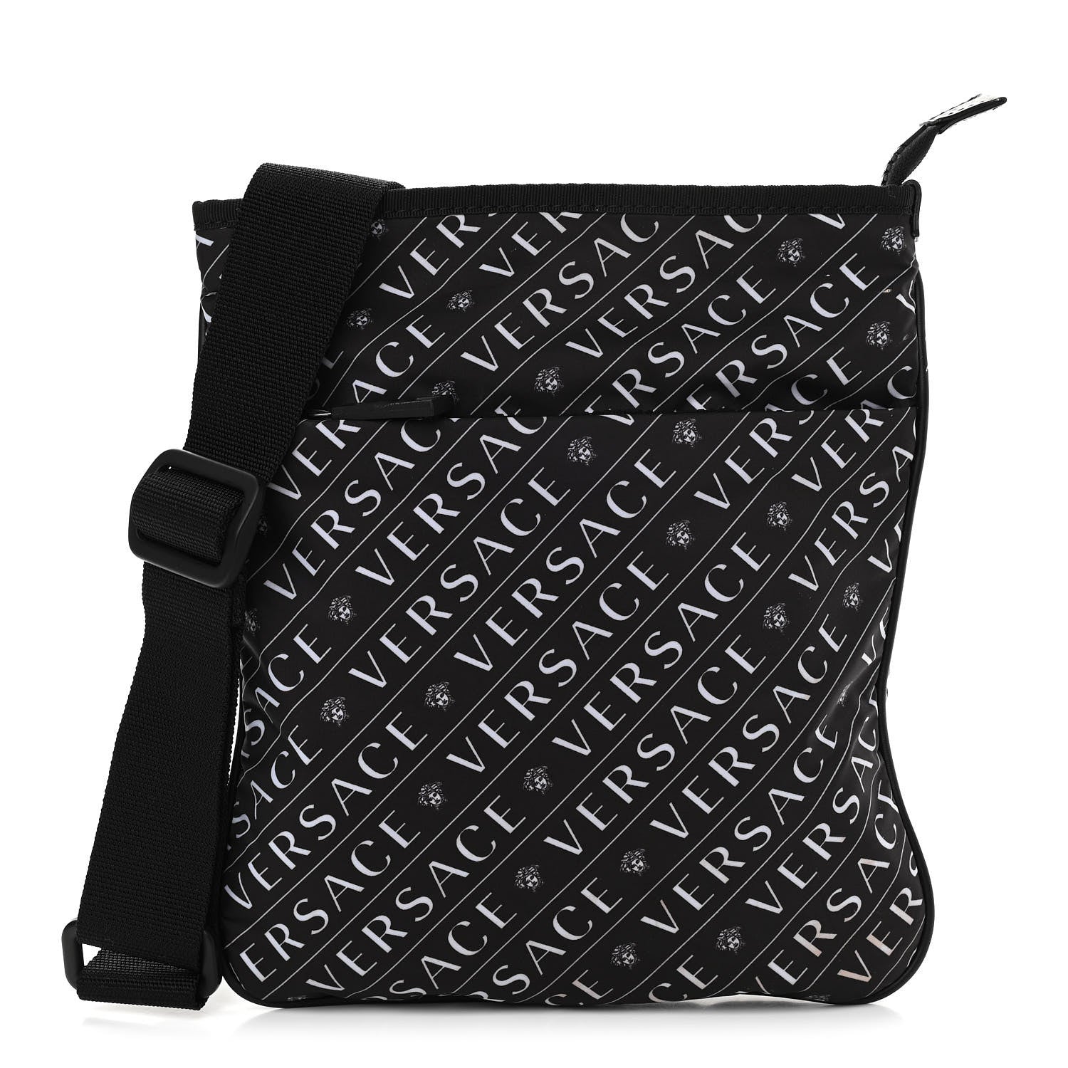 Versace Nylon Logo Crossbody Bag Black White 1 of 11