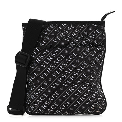 Versace Nylon Logo Crossbody Bag Black White 1 of 11