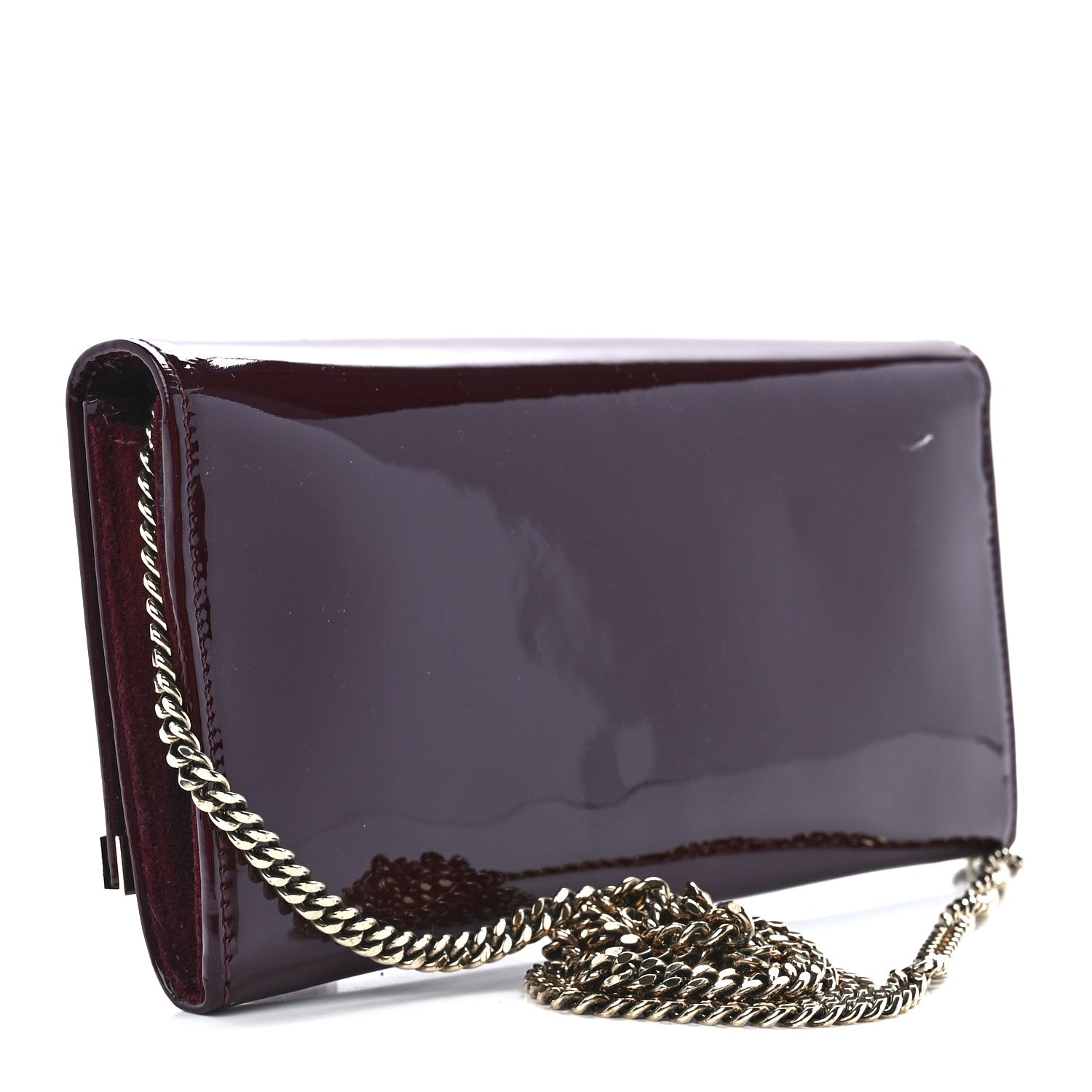 Jimmy Choo Patent Milla Wallet on Chain Bordeaux 3 of 11
