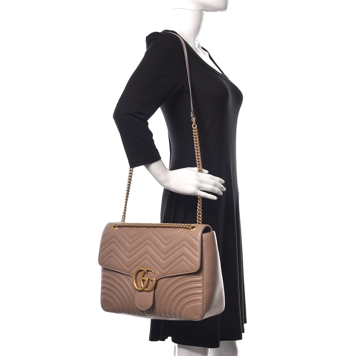 Calfskin Matelasse Large GG Marmont Shoulder Bag Porcelain Rose
