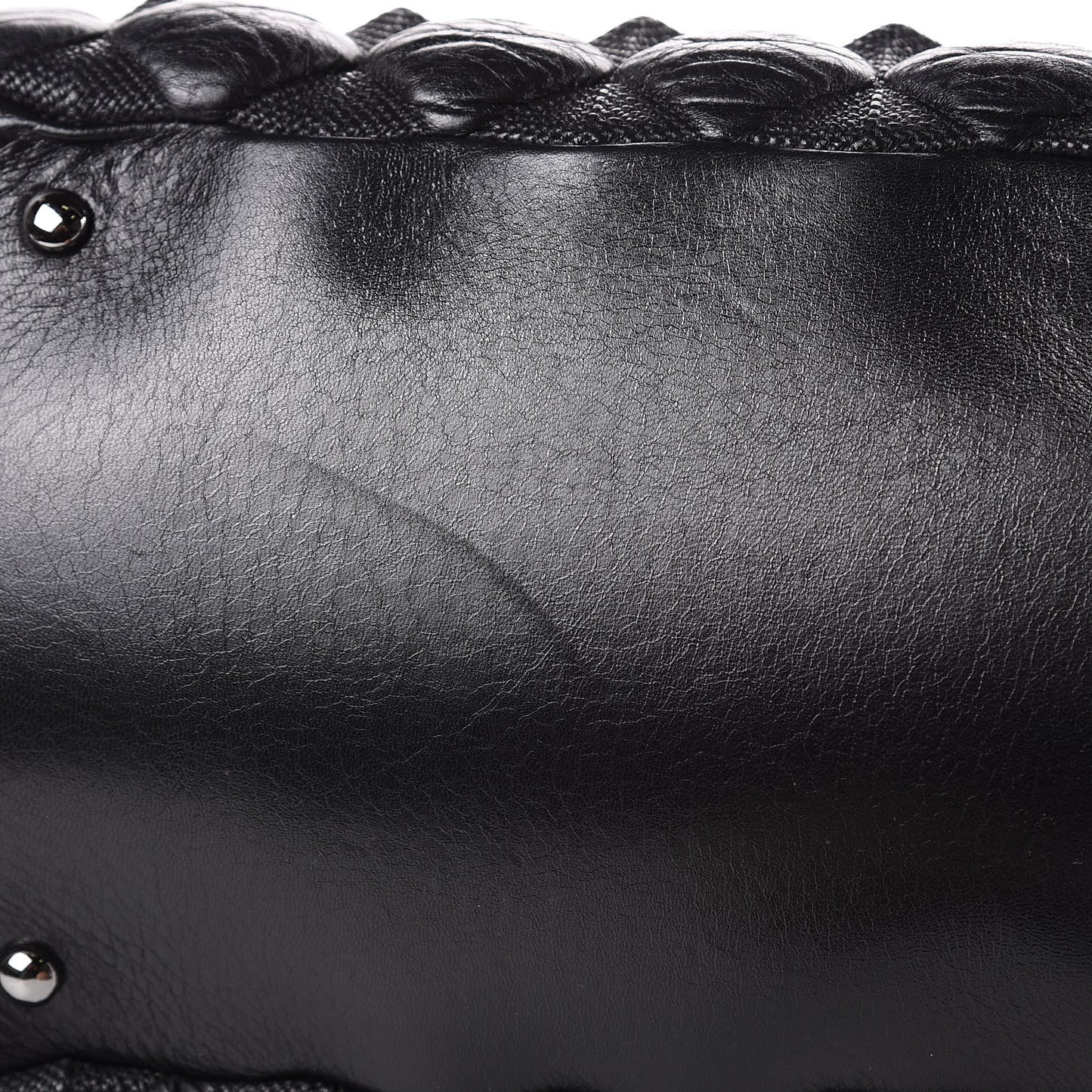 Glazed Lambskin Quilted Large Stravinsky Tote Black