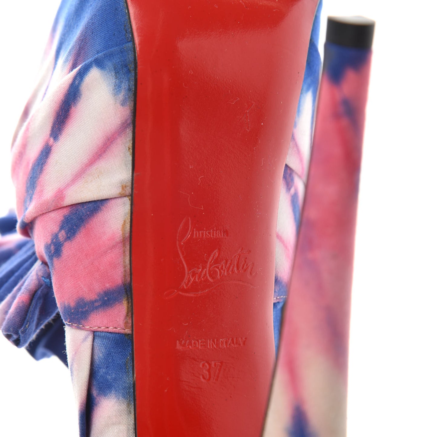 Satin Tie and Dye Greissimo Slingback Platform Pumps 37 Multicolor