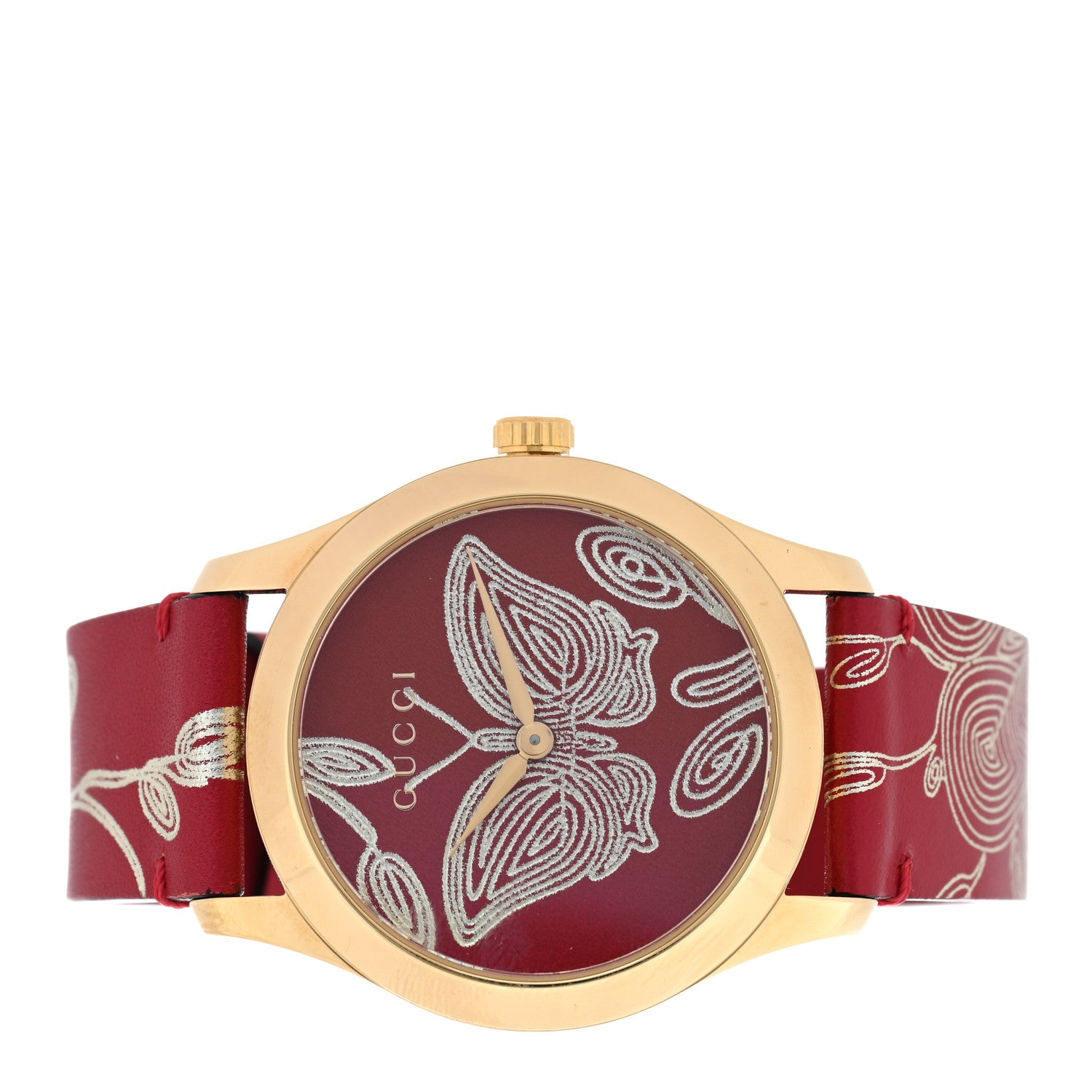 Gucci Stainless Steel Calfskin 38mm G-Timeless Butterfly Quartz Watch Red 2 of 5