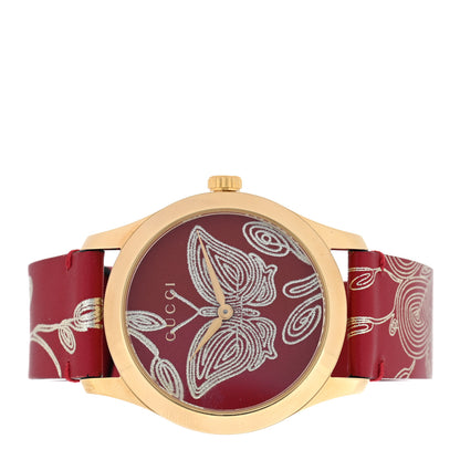 Gucci Stainless Steel Calfskin 38mm G-Timeless Butterfly Quartz Watch Red 2 of 5