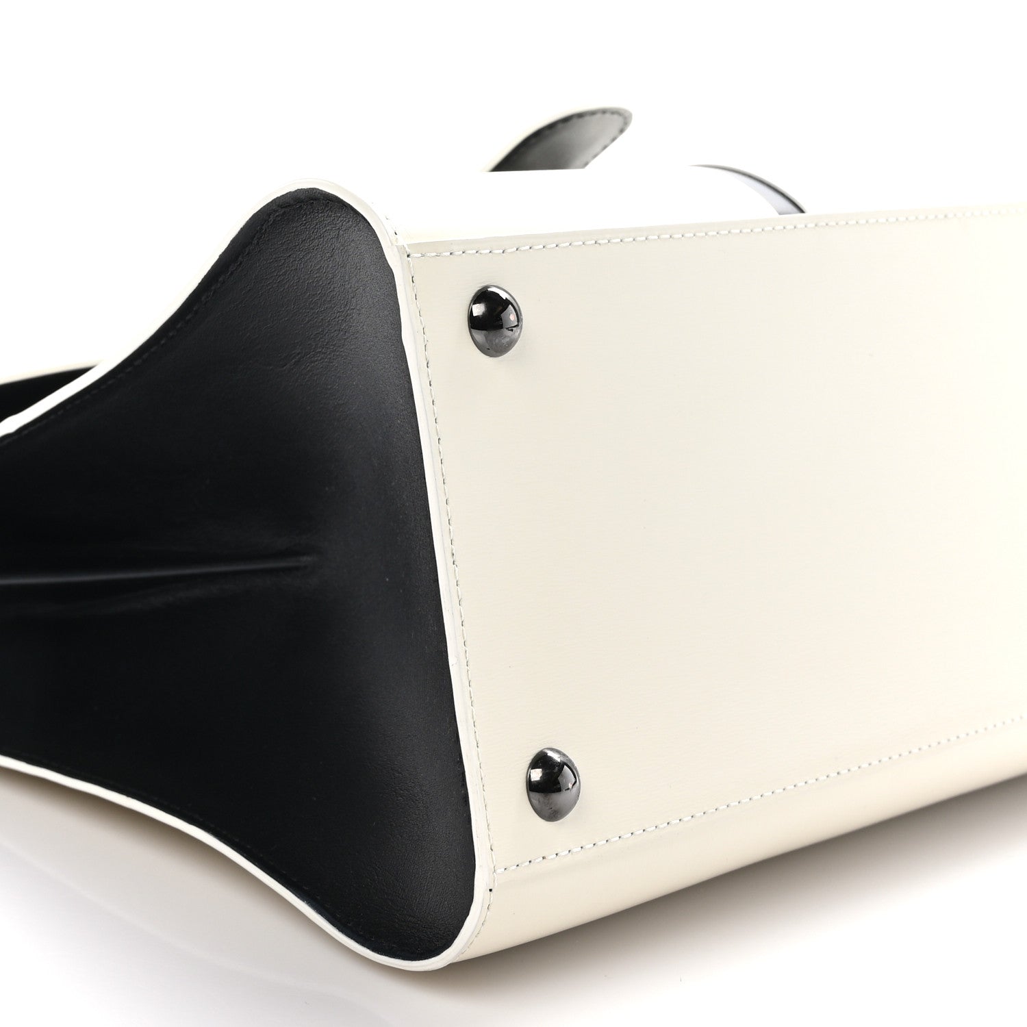 Delvaux Box Calfskin Light And Shadow MM Brillant Satchel Ivory Black 8 of 9