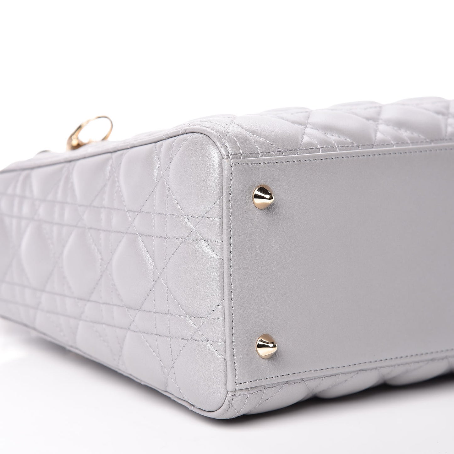 Pearly Lambskin Cannage Medium Lady Dior Grey