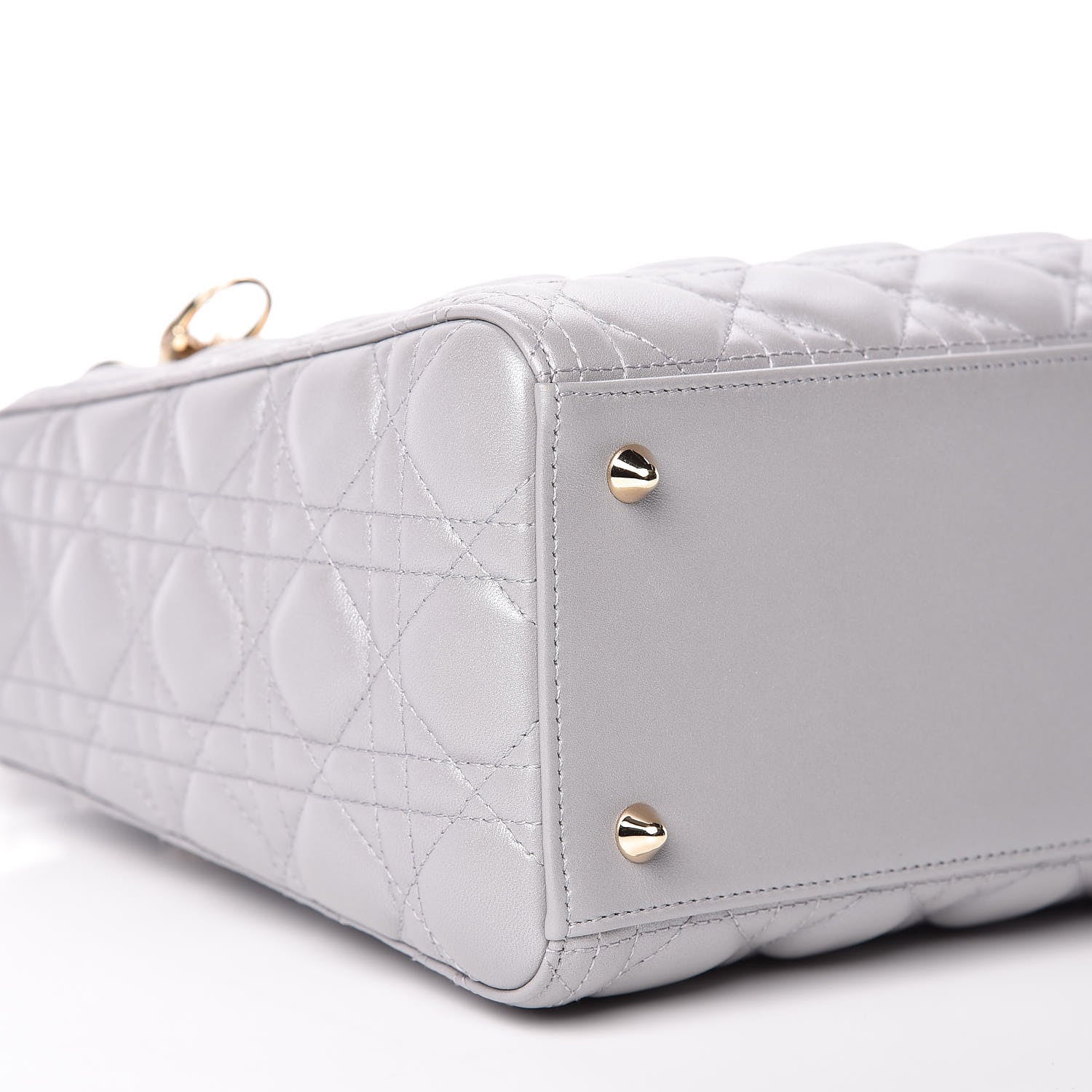 Christian Dior Pearly Lambskin Cannage Medium Lady Dior Grey 5 of 11