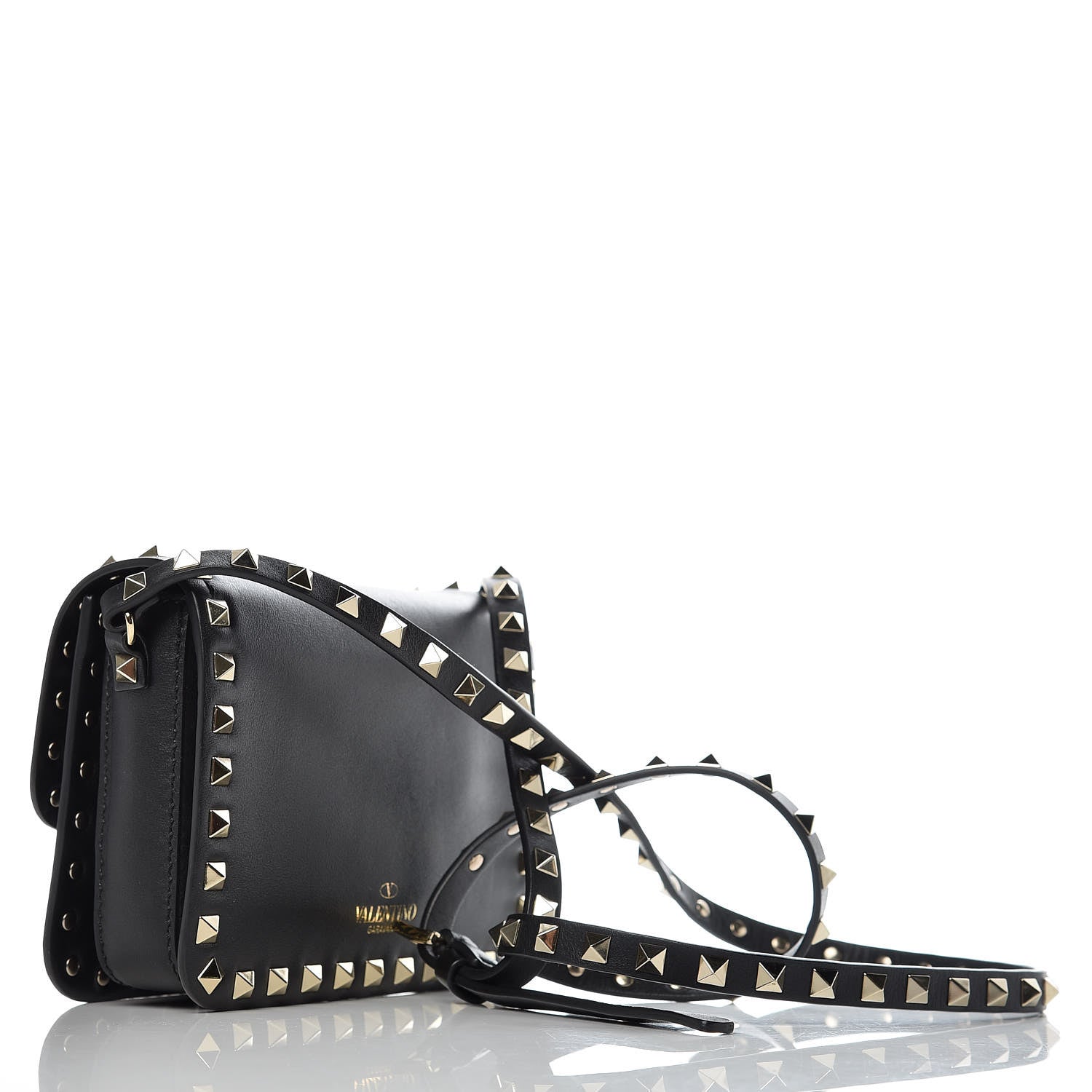 Valentino Garavani Vitello Rockstud Flap Crossbody Bag Black 3 of 9