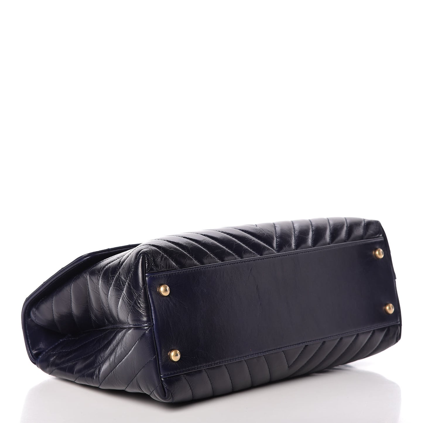 Calfskin Chevron Quilted Medium Coco Handle Flap Blue