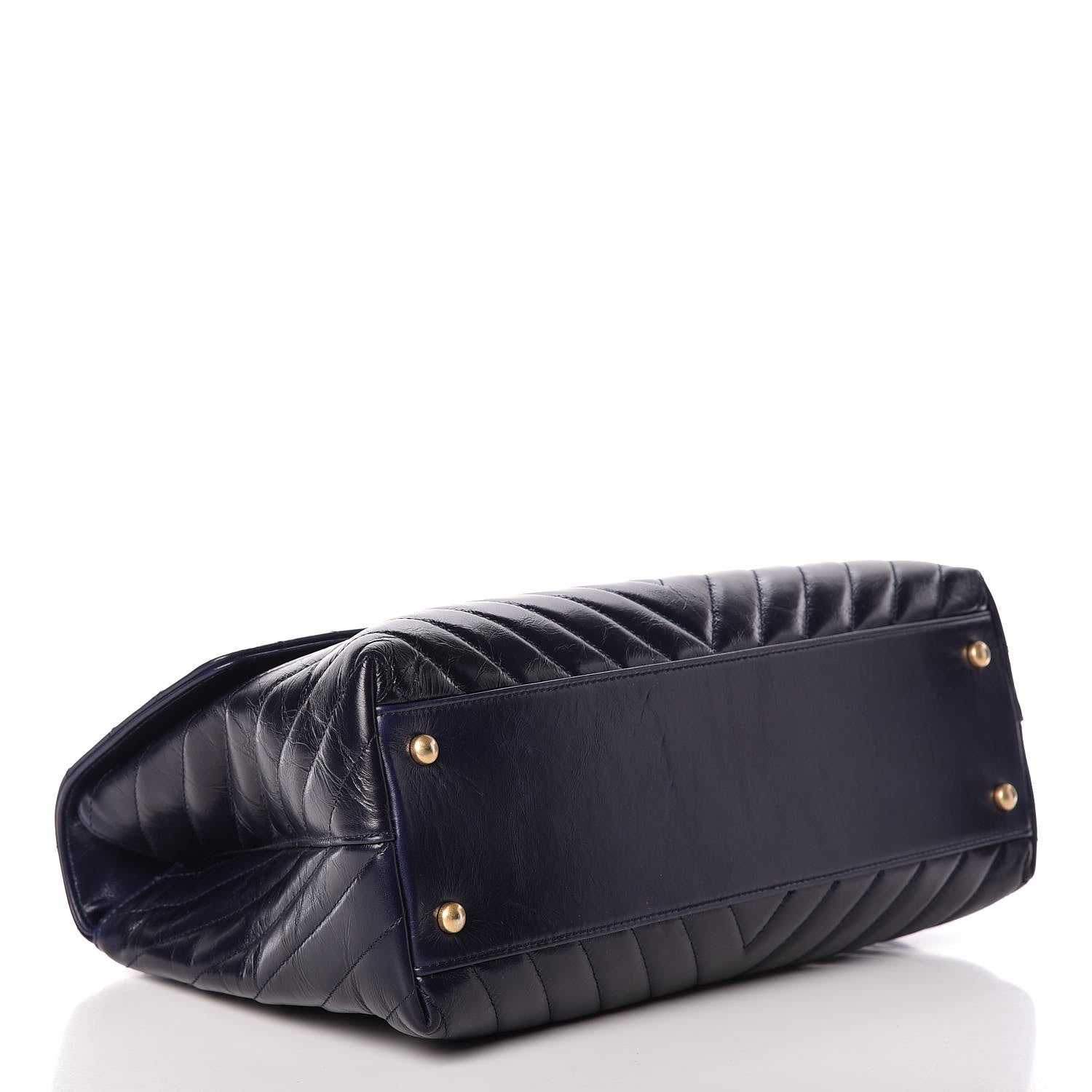 Chanel Calfskin Chevron Quilted Medium Coco Handle Flap Blue 4 of 10