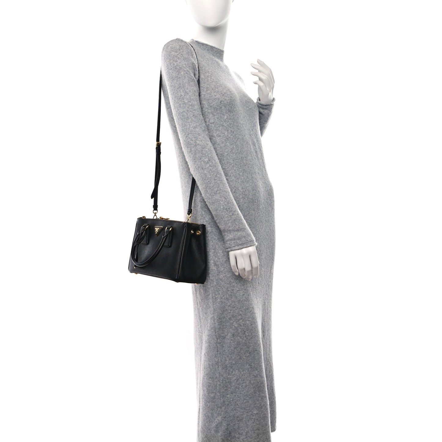 Saffiano Small Galleria Double Zip Tote Black